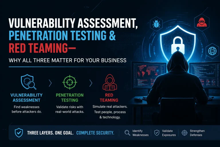 Vulnerability Assessment, Penetration Testing & Red Teaming— Why All Three Matter for Your Business